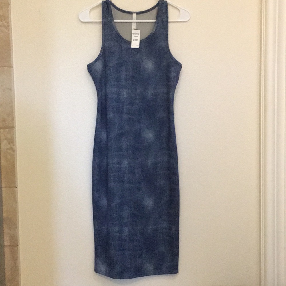 Faux Stretchy Jean Dress